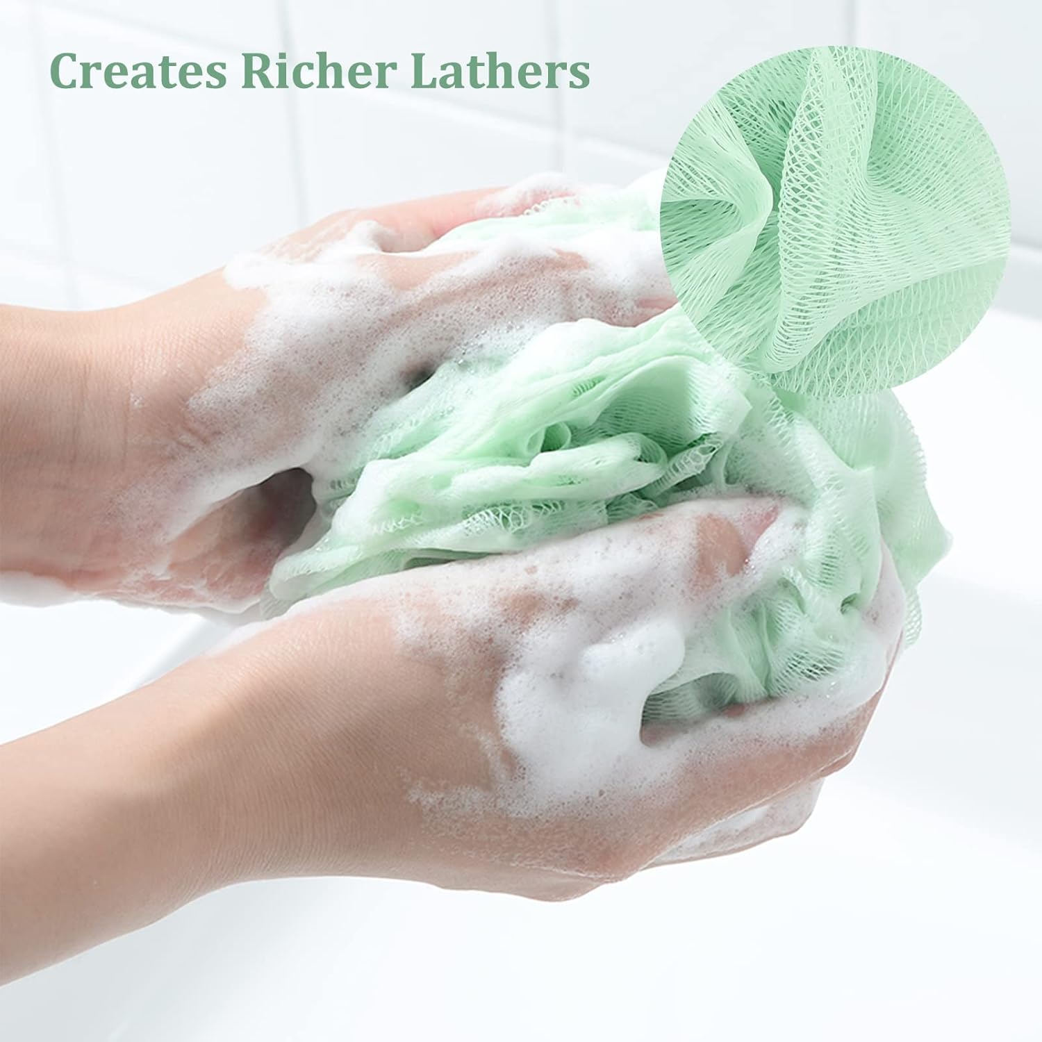 Loofah Sponge 60g Shower Loofahs 4 Colors Bath Sponges Mesh Balls for Body Scrubber Exfoliator Wash Back Scrubber Bathroom Men Women - 4 Pack Scrubbers Cleaning Bathing Accessories